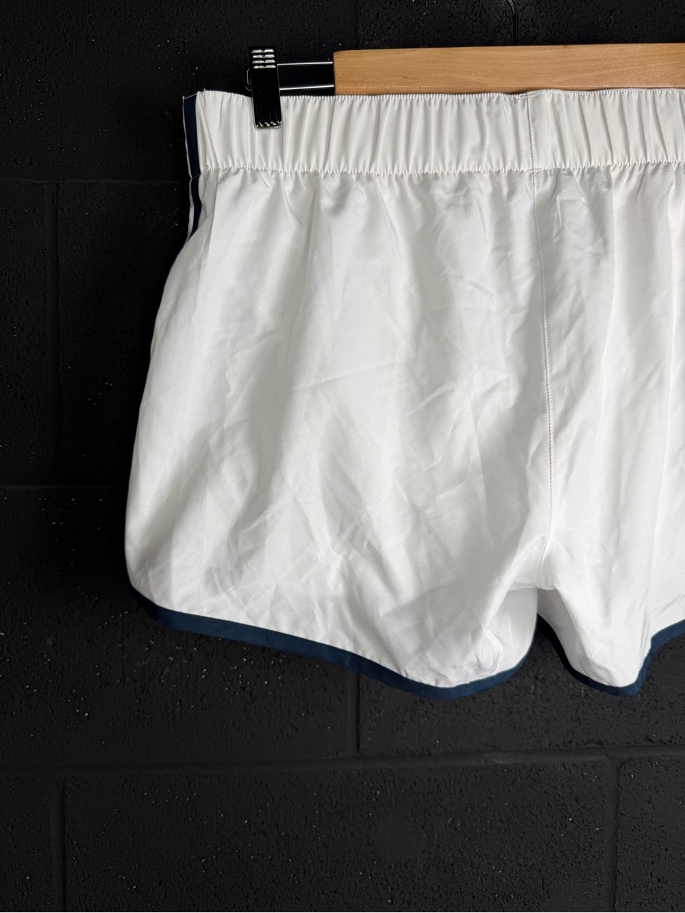 adidas USA White Athletic Shorts with lining panty  - Navy Trim size Large ! EUC - Picture 7 of 14